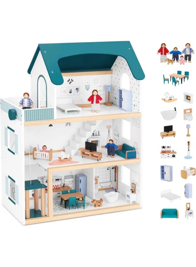 توكي توي بيت دمى من 3 طوابق مع مصعد – 24 قطعة TOOKY TOY - Image 1